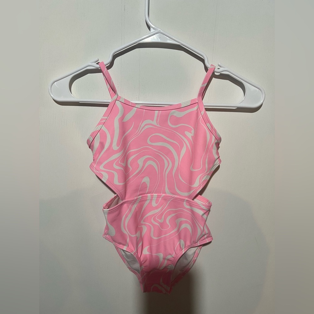 Old Navy - Size 6-7 - Pink Swirl One-Piece Swimsuit